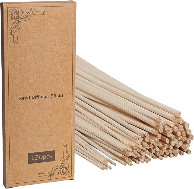 LWH-US 120 PCS Reed Diffuser Sticks,10 Inch Natural Rattan Wood Sticks,Essential Oil Aroma Diffuser Replacements Sticks for own Space (Primary Color) 103.70.59 inch