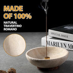 Travertine Incense Holder 2PCS, Natural Marble Incense Holder for Sticks with 9 Incense Holes, Sturdy Incense Burner Ash Catcher, Ideal for Meditation, Relaxing