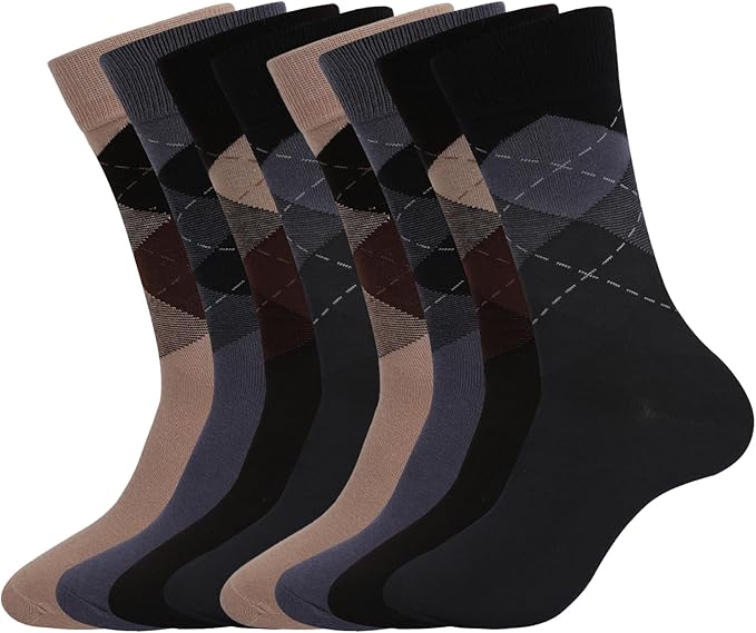 WANDER Men's Dress Socks Cotton Thin Classic Lightweight Socks 6/8 Pairs Solid & Patterned Soft Breathable Socks