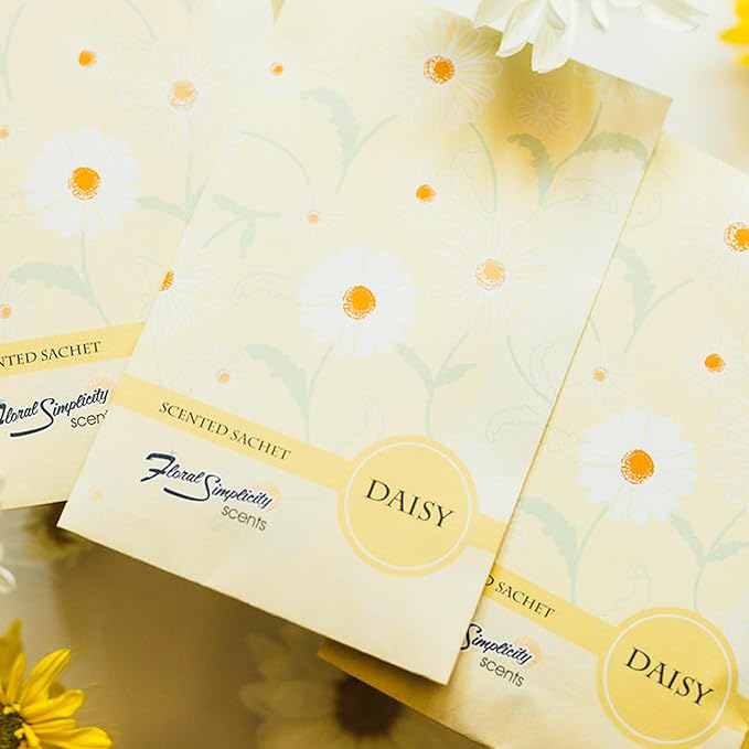 Daisy Scented Sachets Pack of 3, Spring and Summer - Long-Lasting Scented Bags, Home Fragrance, Air Freshener & Deodorizer for Closet, Room, Drawer, or Cars, Made in USA