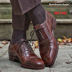 Merino Wool Mid-Calf Dress Socks for Men, Ribbed Dress Socks