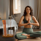 2 in 1 Incense Holder for Sticks, Dual-Purpose Incense Holder with Glass Ash Catcher, Anti-Ash Flying Burner and Organizer, Meditation Yoga Spa Home Decor for Sticks Cones(Wood, Dark Brown)