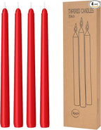 4 Pack Red Taper Candles - Taper Candles 10 Inch Dripless, Smokeless & Unscented - 8 Hours Long Burning - Hand Poured Tall Candlesticks - Ideal for Weddings, Dinner Parties, and Home Decor