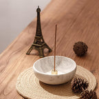 WORHE Marble Incense Holder, Natural Stone Incense Holder for Sticks with 9 Incense Holes, Handmade Incense Stick Burner Reflux Burner Ideal for Meditation Yoga Spa Room Decor White (WH086)