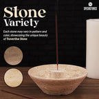 Marble Incense Holder 5.5 Inch Handmade Round Travertine Palo Santo Sticks Holder for Aesthetic Home & Bedroom décor, Inscents Stick Burner for Aromatherapy & Fragrance Accessories