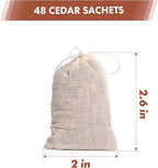 Pack of 48 Cedar Sachets Bag, Red Cedar Chips Sachets for Clothes Storage, Home Fragrance Sachet for Drawers and Closets, LV-F-CC-3