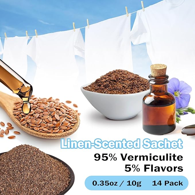 SCENTORINI Scented Sachets for Drawers and Closets, Linen Scent 14 Pack, Long-Lasting Sachets Bags Wardrobe Freshener, for Shoe Wardrobe, Cupboard