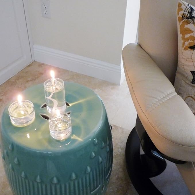 Firefly Fuels Refillable Glass Oil Candle - 5 oz Liquid Candle for Indoor Use, Outdoor Events, Emergency Lighting - Clean Burning with Wick and Holder Included. Use with Liquid Paraffin or Lamp Oil