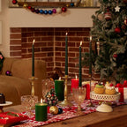 New Burning Formula Unscented Dripless 10-Inch Taper Candles Set of 12 - Dark Green, for Wedding, Dinner - Smokeless, Long Burning - Hand Poured, Colored Tall Candlesticks - Verde Oscuro