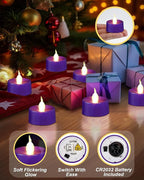 BEICHI Purple Flameless Candles, 24-Pack LED Tea Lights Candles Battery Operated, Electric Fake Tealight Candles, Votive Candles Bulk for Halloween, Christmas, Party, Mardi Gras