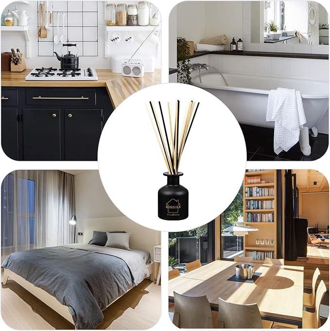 HOSSIAN Reed Diffuser Sticks - Reed diffusers-Reed Sticks -Diffuser Glass Bottles-Diffuser Refills- Natural Rattan Wood Replacement for Aroma Fragrance (10" Black and Beige)