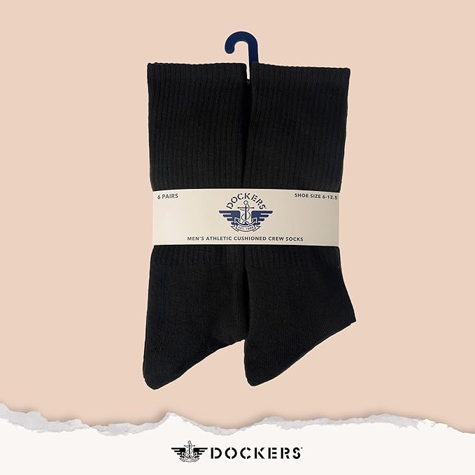 DOCKERS Men's Performance Socks - 3-Pairs and 6-Pairs Athletic and Dress Crew Socks for Men