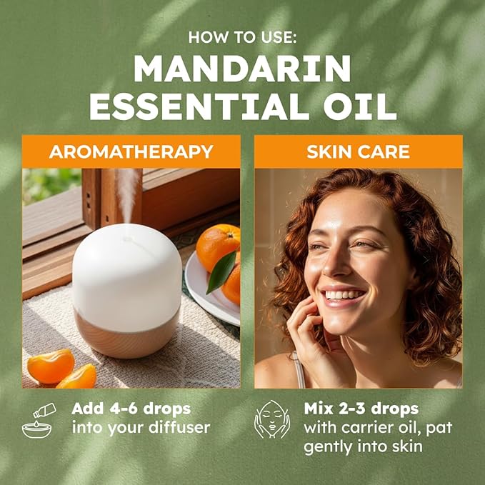 KUKKA Mandarin Essential Oils - 4 Fl Oz - for Hair, Skin, Diffuser, Aromatherapy & DIY Soap Making Scent