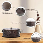 Portable Mosquito Coil Holder with Handle Round Heat-Resistant Iron Incense Coil Holder (Bronze)