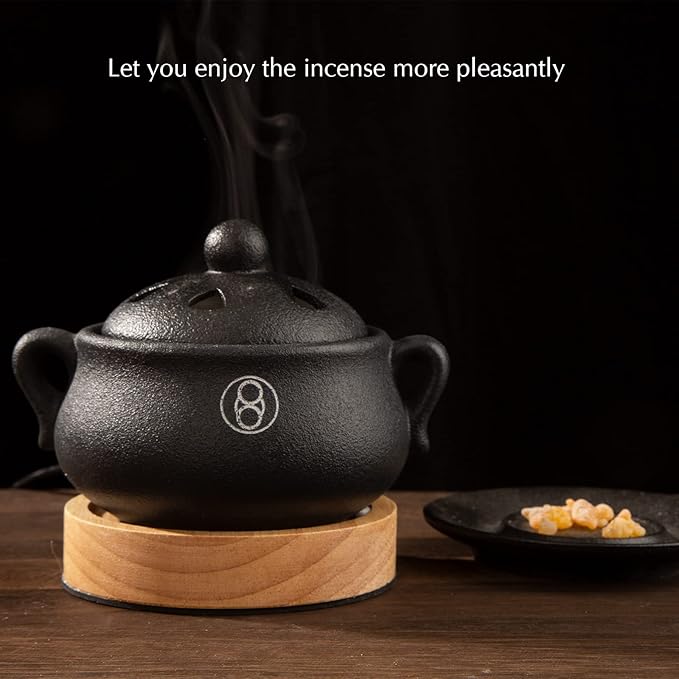 Electric Incense Burner with Timer, Frankincense Resin Burner, Oud Bakhoor Burner, Charcoal Free Quick How-to, Made Easy, No Open Flame, Eliminate Fire Hazards, Safer