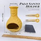 Palo Santo Burner Holder,Yellow Mini Chiminea with Chimney Handmade Smudge Bowl fits sage, Incense Cones, Sticks, Small Candle; with ash Collection. Great for Zen Meditation, Altar Fireplace