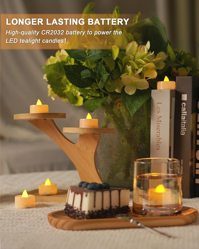 BEICHI 24 PCS Flameless TeaLights Candles with Timer, 6 Hour On and 18 Hour Off Cycle, Battery Operated LED Tea Lights Flickering Votive Candles Warm Yellow Light