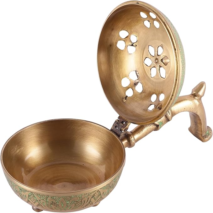 Hand Crafted Metal Lobandan Charcoal Incense Burner/Bakhoor Burner Ld-28 Standard Gold