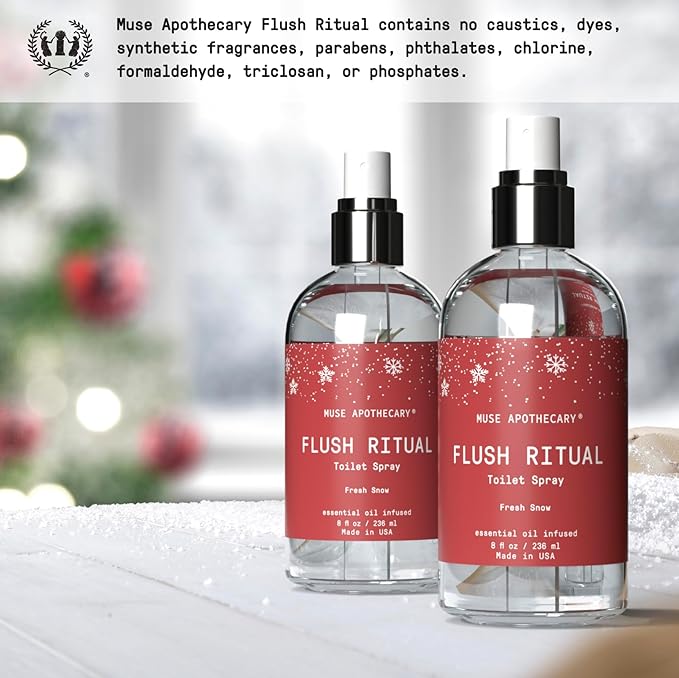 Muse Apothecary Flush Ritual - Aromatic & Refreshing Toilet Spray, Use Before You Go, 8 oz, Infused with Natural Essential Oils - Fresh Snow