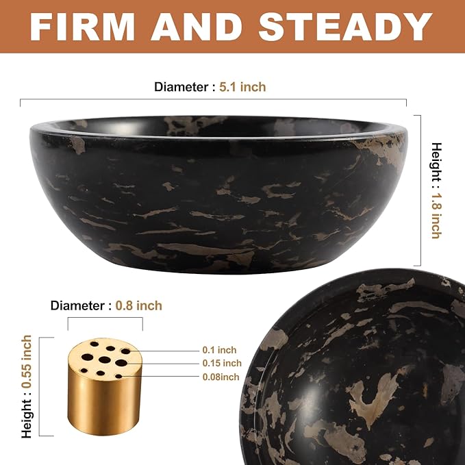Koville Italian Natural Marble Incense Holder, Incense Holders for Sticks, Sturdy Incense Burner Ash Catcher, Ideal for Meditation, Relaxing, Easy to Clean(Nero Portoro)