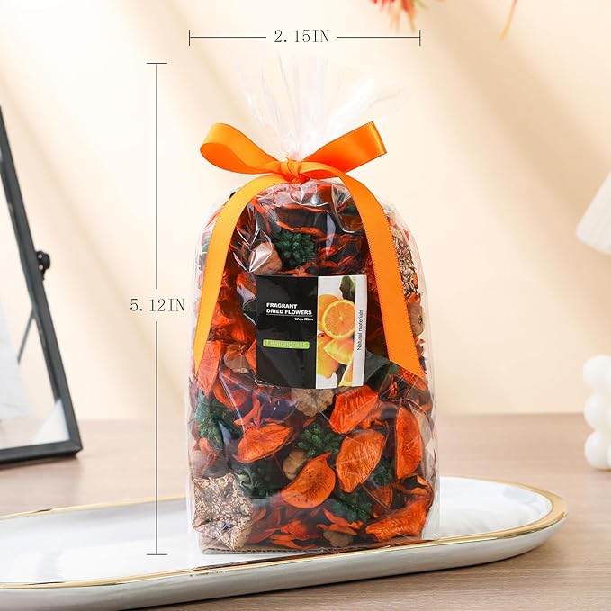 Fall Potpourri Bags, Oranges Scented Dried Flowers, Autumn Potpourri Bowl Vase Filler Decorative, Citrus Fragrance for Bathroom, Home Decor Fragrance Sachet Petal (Orange)
