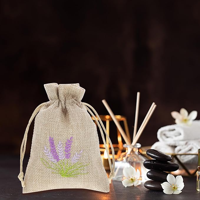 Homoyoyo 10pcs Empty Sachet Bags Drawstring Lavender Flowers Bags Dried Lavender Scented Pouches 10 * 14cm
