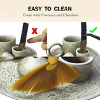 4 in 1 Incense Burner Holder for Sticks, Palo Santo Sticks Holder, Candle and Sage Holder for Burning Ceramic Ash Catcher Tray for Meditation Yoga Room Home Decor (Gray)