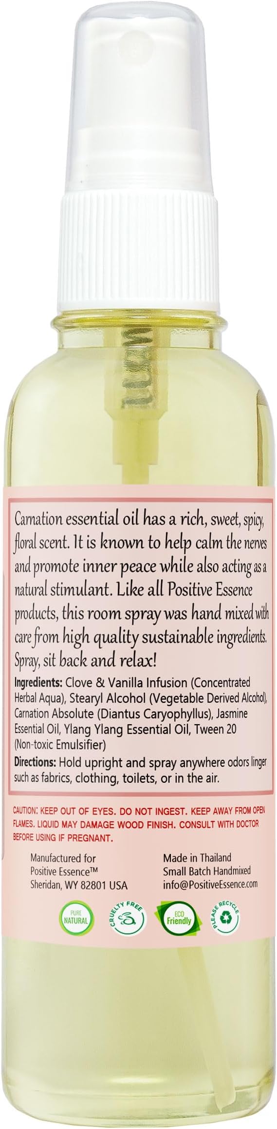 Carnation Linen & Room Spray, Natural Aromatic Bathroom Spray Made with Pure Essential Oils, Refreshing Home Fragrance