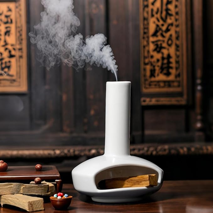 Handcrafted Palo Santo Holder Mini Chiminea Cone Incense Stick Burner Ceramic for Meditation Accessories Unique Design High Temperature Resistance Ideal for Yoga Aromatherapy Relaxation