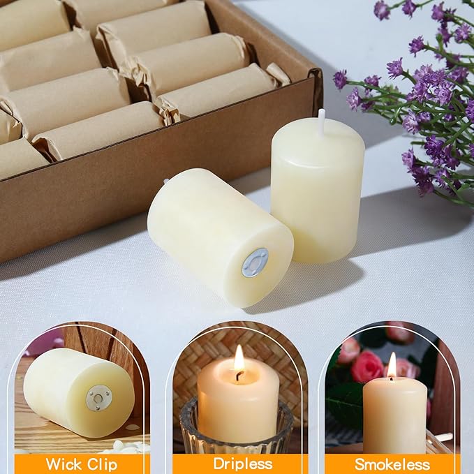 White Beeswax Votive Candles 24 Pack,100% Pure Beeswax Candles,Unscented,Slow-Burning 11-12 Hours, Natural Bees Wax Candle for Home,Church,Prayer