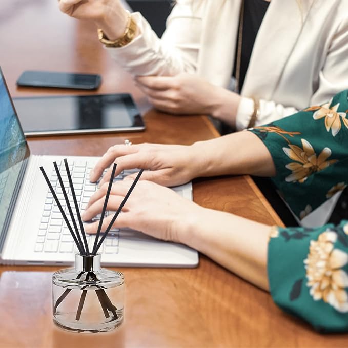 HOSSIAN 50pcs Reed Diffuser Sticks- Black Fibre Reed Diffuser Sticks-Thick Diffuser Reeds Sticks - Diffuser Sticks for Diffuser Oils Fragrance Refill - Fibre Reeds for Diffusers(Black7.5/19cm)