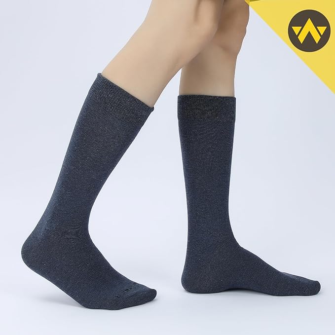 WANDER Men's Dress Socks Cotton Thin Classic Lightweight Socks 6/8 Pairs Solid & Patterned Soft Breathable Socks