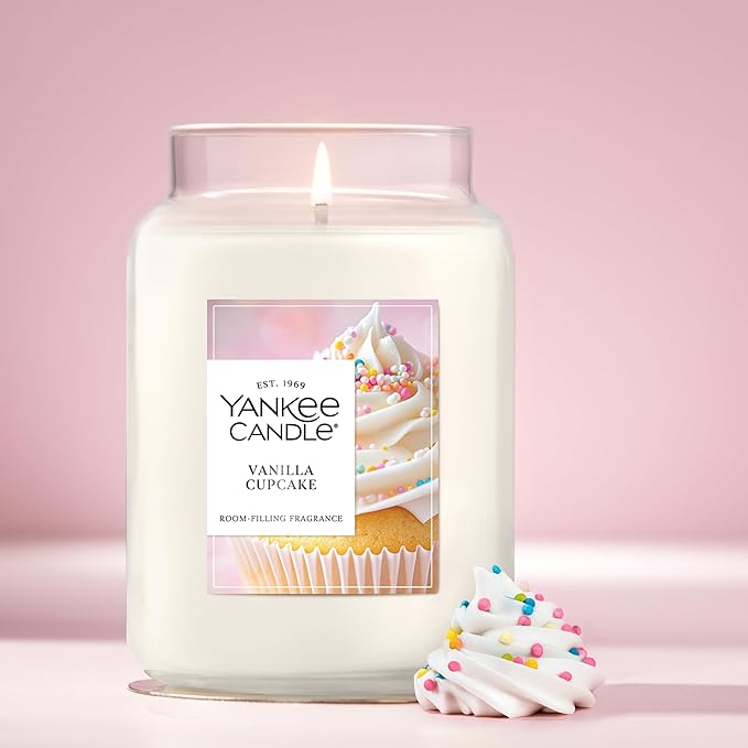 Yankee Candle Vanilla Cupcake Scented Candle, 22oz Large Jar with up to 150 Hour Burn Time, Giftable, Birthdays