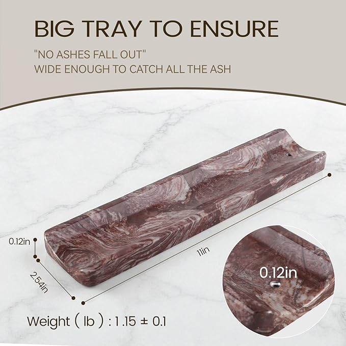 Koville Marble Incense Holder, Incense Holder for Sticks, Incense Sticks Holder Ash Catcher for Meditation Yoga SPA, Natural Stone Incense Burner, Home Table Decor (Red)