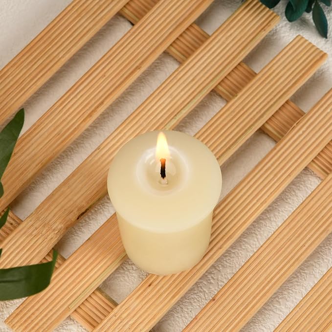 18PCS Beeswax Votive Candles Bulk, Pure Natural Beeswax - 15 Hour Burn Time, Unscented Handmade Candles for Church and Festival Decoration(Ivory)