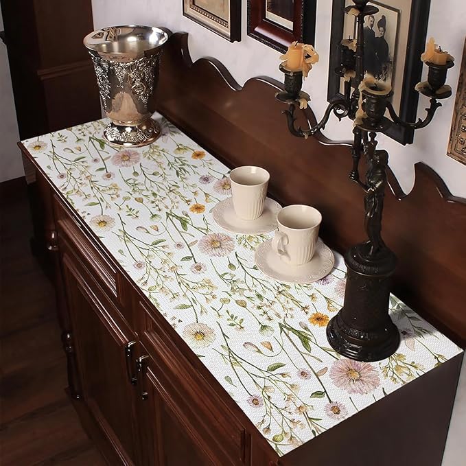 Drawer and Shelf Liner for Kitchen Cabinets Non Adhesive Drawer Liners Floral Cabinet Liner Strong Grip Non Slip Shelf Liners Waterproof Kitchen Shelves Cupboard Liner Easy to Clean 23.6IN x 10FT