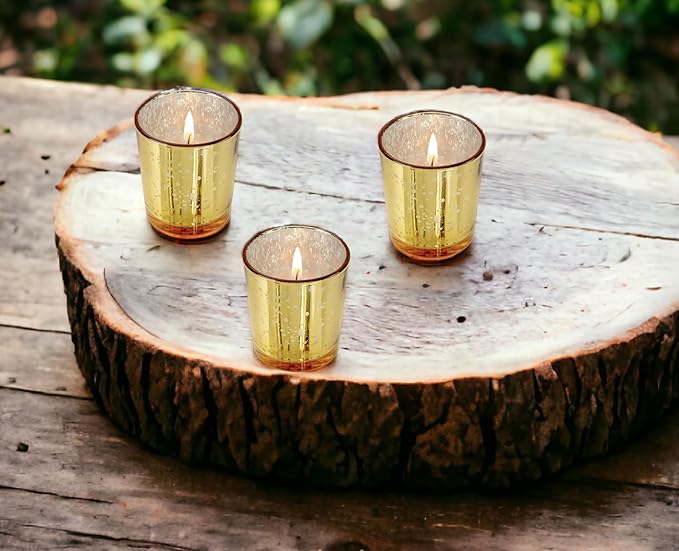 Mister Candle - Citronella Scented Gold Mercury Filled Glass Votive Candles Jar, Perfect Home Decoration, Wedding Favors Hand Poured in USA (Set of 12) (Citronella)