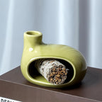 Palo Santo Holder Burner - Modern Chiminea Incense Dish for Palo Santo Sticks and Cones - Ceramic Meditation Gift with Natural Polished Surface - Perfect for Yoga, Aromatherapy