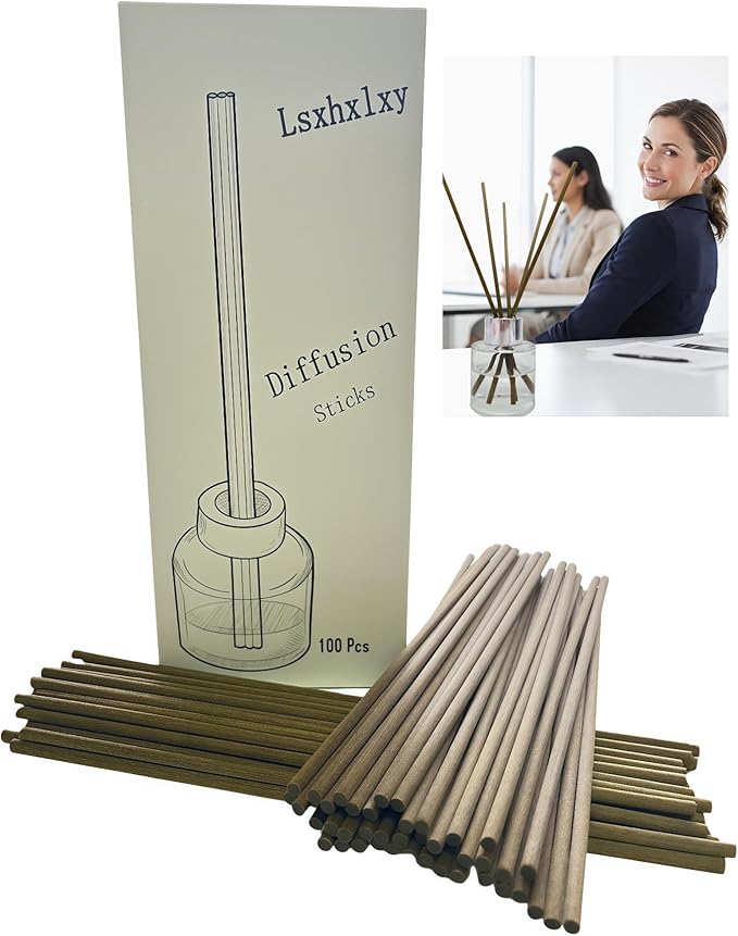 100 Pcs Brown Reed Fiber Diffuser Sticks,Diameter 3.5mm, Length 190mm (7.48 inches), Suitable for Various Essential Oils and Perfume, Lasting, Stable and Diffusing Fragrance