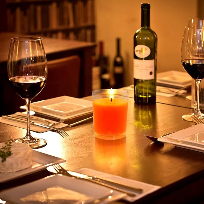 4 Packs Unscented Orange Votive Candles in Clear Glass, Small 1.8oz Natural Soy Wax 2 Inch Fall Colored Candles for Thanksgiveing Day Wedding Party Dinner Table Home Decoration- 12 Hours Burn Time