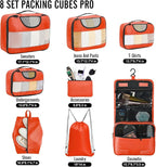 Veken 8 Set Packing Cubes for Travel Essentials, Suitcase Organizer Bags in 4 Sizes, Carry-On Luggage Accessories with Large Laundry & Hanging Toiletry Bag, Must-Have for Airplane, Road Trip & Camping