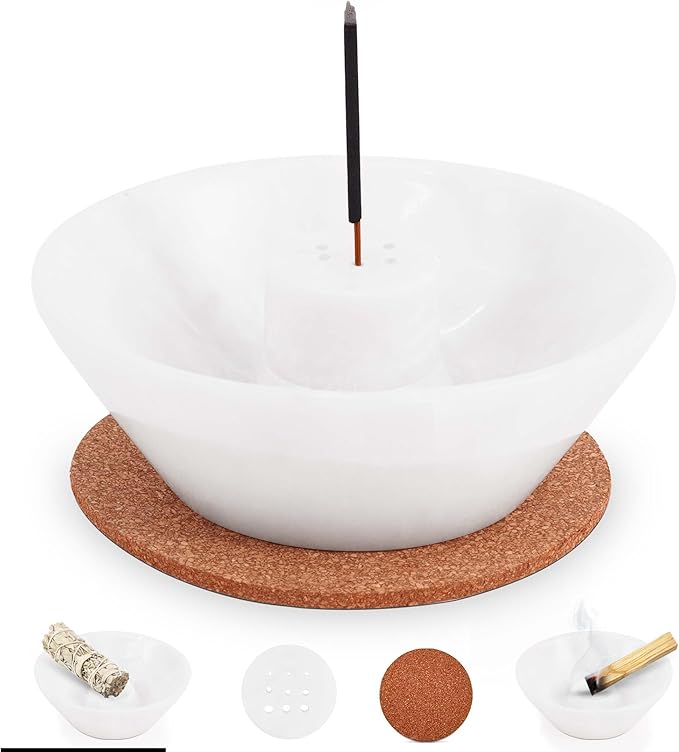 Radicaln Marble Incense Holder 5.5" Inches White Handmade Aesthetic Room Decor & Apartment Essential, Aromatherapy Holder for Incense Sticks, palo Santo Stick for Incense Burner