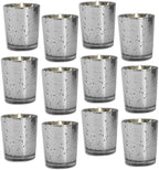 Royal Imports Silver Mercury Glass Votive Candle Holder, Table Centerpiece Tealight Decoration for Elegant Dinner, Party, Wedding, Holiday, Set of 12 (Unfilled)