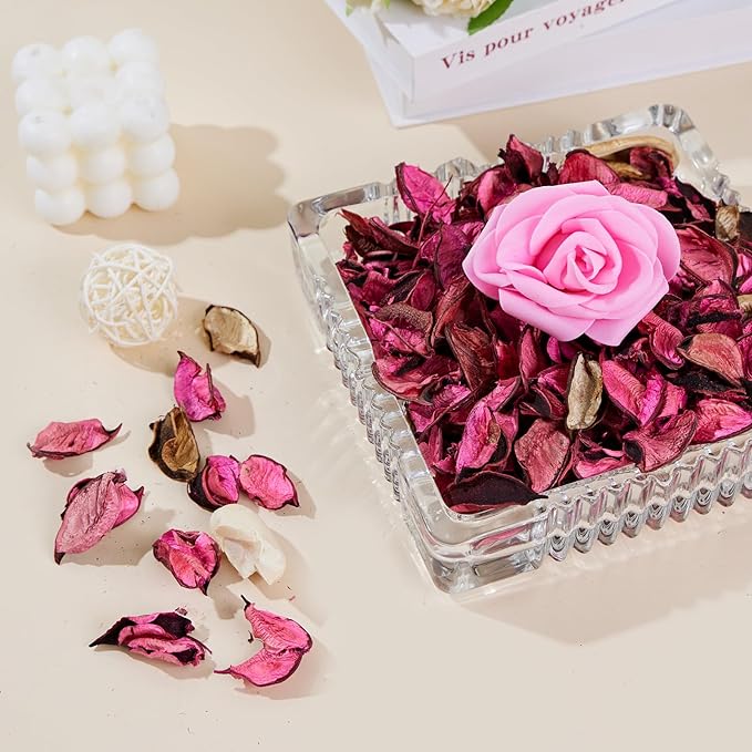 Potpourri Bowl Fillers - Rose Scented Vase Fillers Fragrance | Pink Home Decor | Fragrance for Bathroom Living Room Bedroom | Air Freshener, Gifts (Pink Rose)