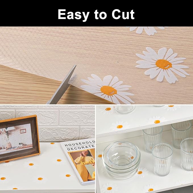 Cooyes Shelf Liner – Premium Non-Adhesive Cabinet & Drawer Liner for Kitchen – Waterproof Shelf Paper with Modern Pattern – Durable EVA Cabinet Mat – Easy to Cut