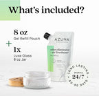 Azuna Air Freshener & Odor Eliminator for Strong Odor | 1 Room Kit Includes (1) Empty Luxe Glass Jar & 8oz Refill with Tea Tree Essential Oil Gel | Natural Scent | Last 60-90 Days