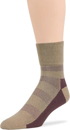 7BIGSTARS KINGDOM Men's Diabetic Extra Wide Cotton Quarter Socks - 5 Pack Big Tall - Geometric, Stripe Pattern - Sock Size 13-15 Shoe Size 12-15 XL Khaki, Brown, Olive Green