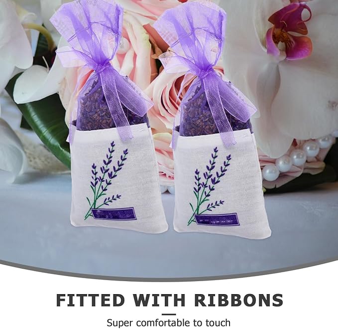DOITOOL Lavender Sachet Bags 25 Pack Lavender Sachet Bags Empty Pouches for Buds Rose Organza Gauze (Light Purple)