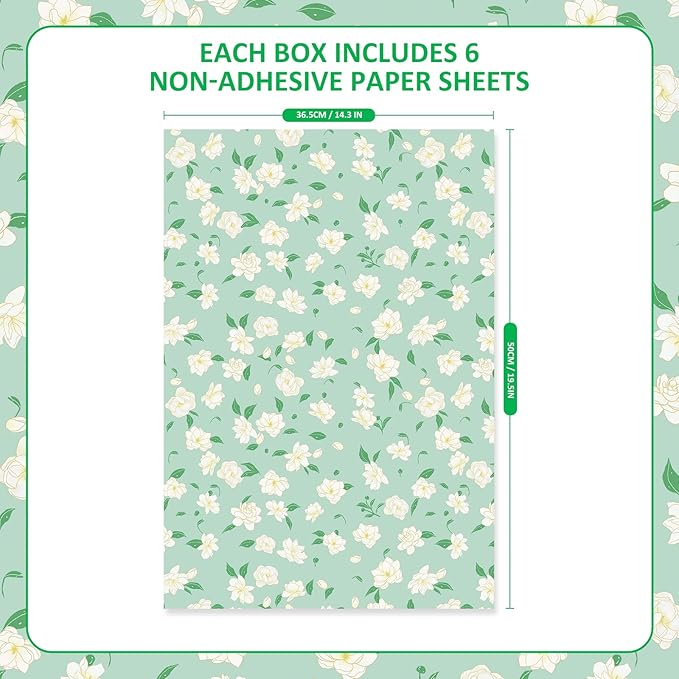 SCENTORINI Jasmine Scented Drawer Liners, 6 Sheets Fragrant Paper Liners Non-Adhesive Paper Sheets for Home Closet, Dresser Drawers, for Home Decor