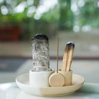 4 in 1 Incense Holder, Ceramic Incense Stick and Palo Santo Holder,Sage Holder for Burning- 5.5" Ceramic Ash Catcher Tray for Meditation and Yoga Room (White Sand)